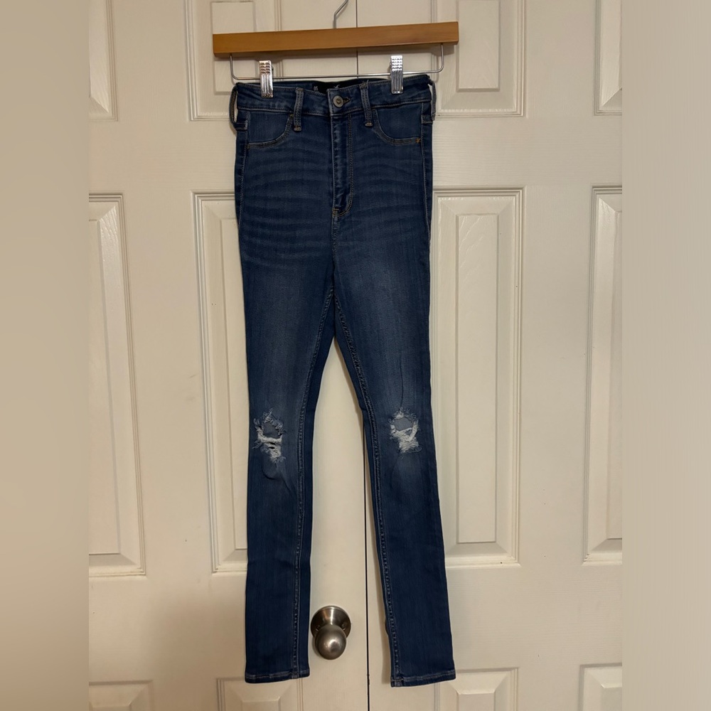 Hollister Girl Women's High Rise Dark Wash Skinny Jeans sz 0
